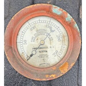 Antique 4.5" American Bourdon Fire Extinguisher Water Pressure Gauge Brass